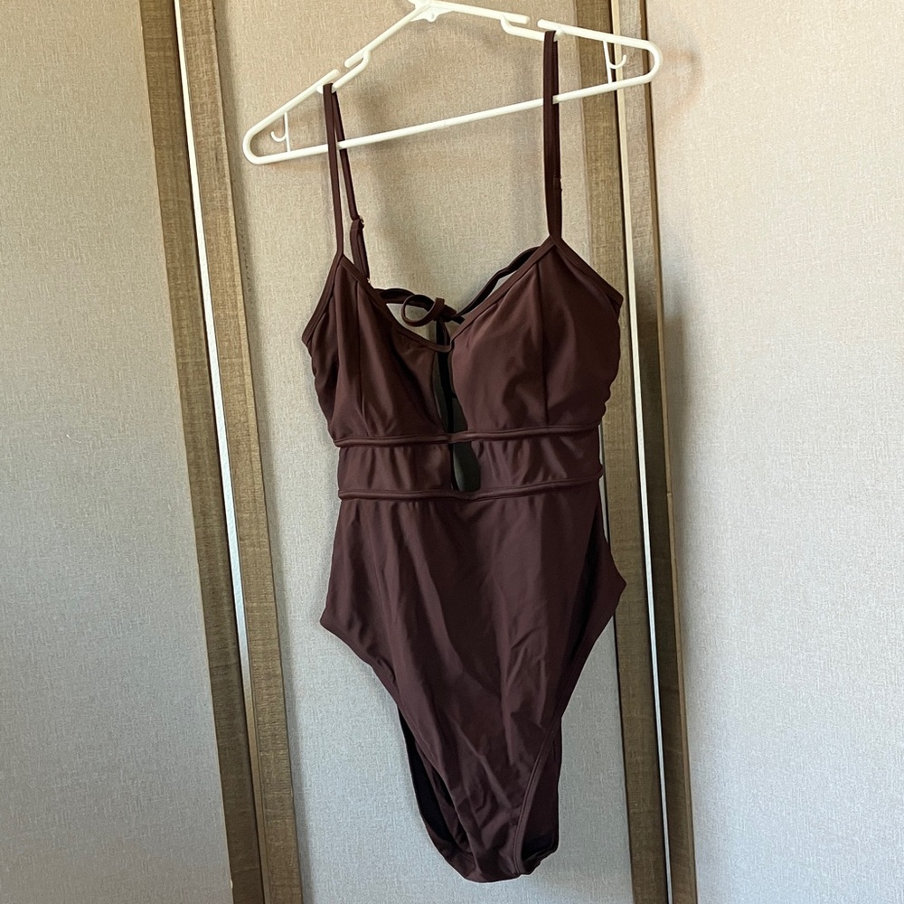 Shade & shore Brown Nylon Spandex swimsuit xl